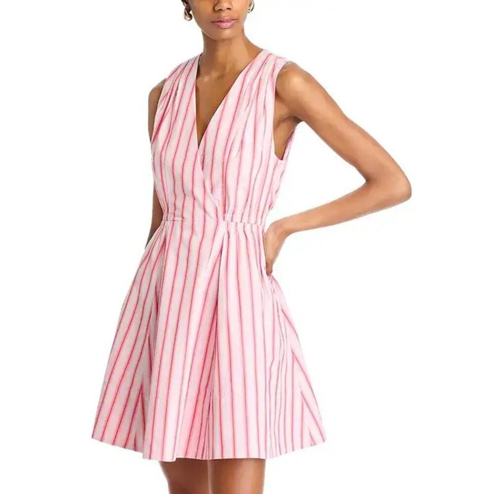 Derek Lam Red Pink Stripe Tia Dress, Sundress, Retro, Preppy, Clean Girl size 8